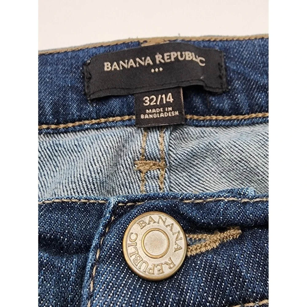 BANANA REPUBLIC 32 X14 DARK WASH AUTHENTIC JEANS WOMENS STRETCH‎ STRAIGHT FIT